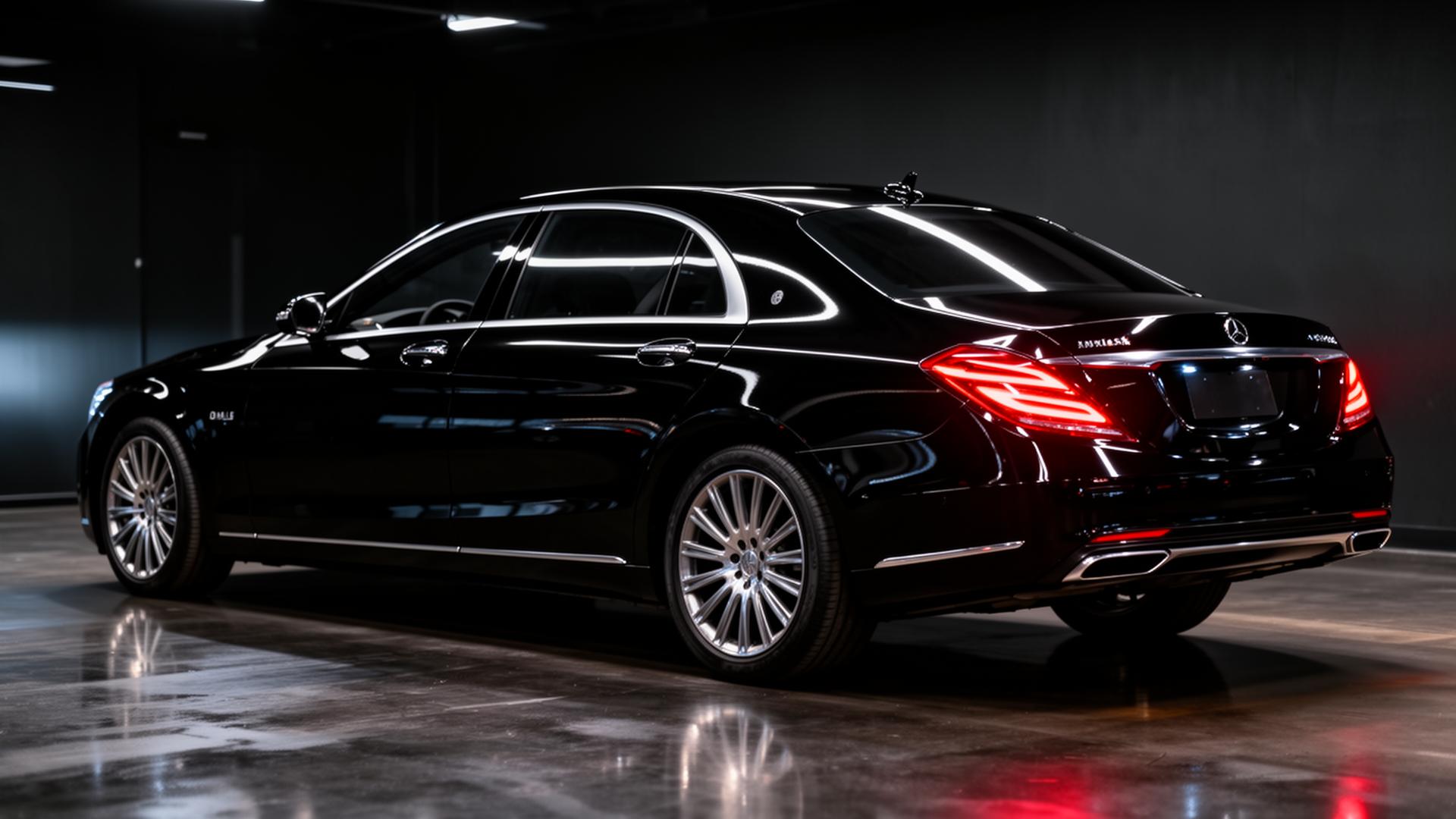 Detailed black luxury sedan